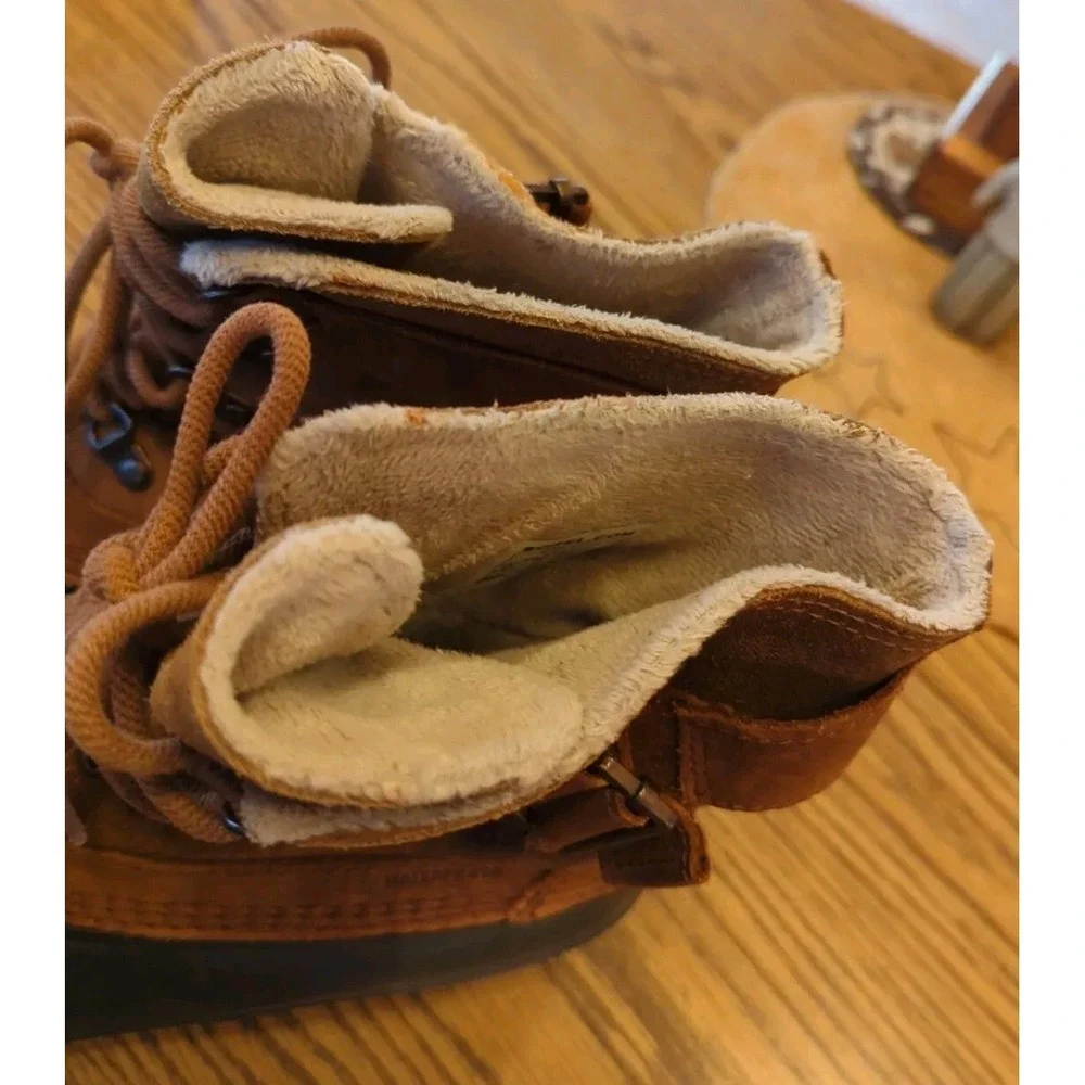 Sorel Women's Winter‎ Fancy Lace II Boots Brown Leather Mid Calf Boots Size 9.5